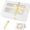 White Large Gift Box with Window – 13.5"x9"x4.3" – Bridesmaid Box, Birthday & Luxury Gift Box with Magnetic Closure, Ribbon & Card